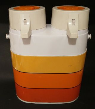 Vintage Peacock Vacuum Bottle Hot Cold Twin Thermos - Double Pump Dispenser