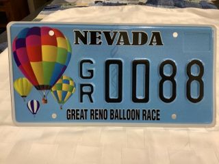 Nevada Great Reno Balloon Race License Plate Gr 0088