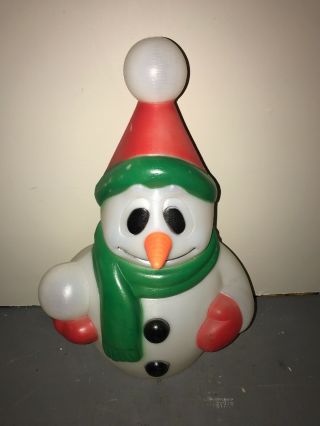 Vtg General Foam Blow Mold Christmas Snowman Lighted Yard Decoration 22”