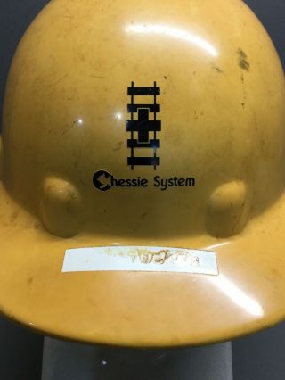 Vintage Chesapeake Ohio Chessie System Hard Hat With Cat Yellow Railway Railroad 2