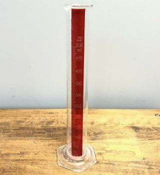 Corning Pyrex Graduated Cylinder 500ml Vintage Red Stripe Laboratory Glass