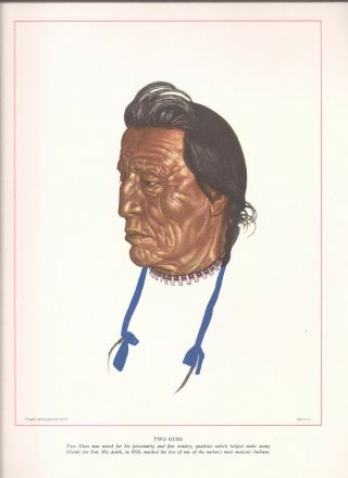 Vintage Winold Reiss " Two Guns " Blackfeet Indian 9 X 12 Print