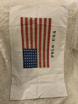 1 Vintage Ralph Lauren Polo Usa Pillow Case.  American Flag.  Standard Pc,  Cotton