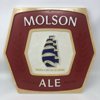 Vintage Molson Ale Canadian Beer Sign Molded Plastic