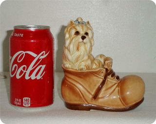 Vintage Yorkie Dog In A Boot Porcelain Figurine Made In Japan