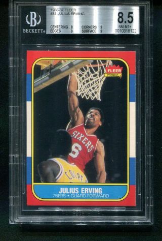 1986 - 87 Fleer Julius Erving 76ers 31 Bgs 8.  5