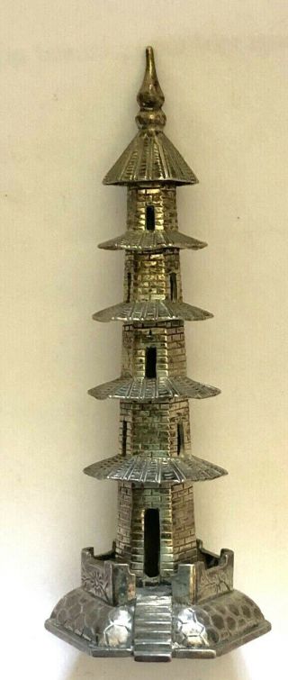 Antique Chinese Export Silver Pagoda Shanghai Luen Wo Lw