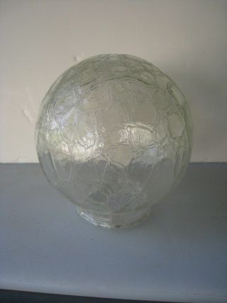 Vintage Clear Crackle Glass Lamp Fixture Globe 5 3/4 " Dia.  3 1/4 " Fitter