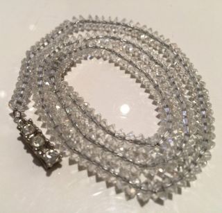 Dazzling Antique Art Deco Bicone Diamond Rock Crystal Bead Chain Strung Necklace