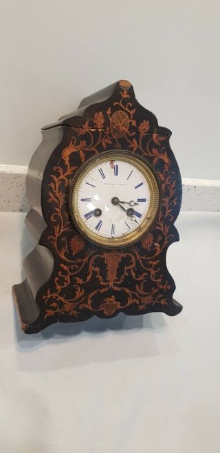 French Valery A Paris Boulle Style Marquetry Mantel Clock For Restoration