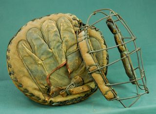 Antique C1900 Sewn Glove Baseball Catcher 