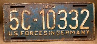 Rare 1955 U.  S.  Forces In Germany License Plate (7c 8215)