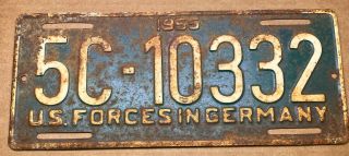 RARE 1955 U.  S.  FORCES IN GERMANY LICENSE PLATE (7C 8215) 2