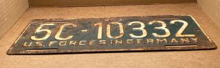 RARE 1955 U.  S.  FORCES IN GERMANY LICENSE PLATE (7C 8215) 3