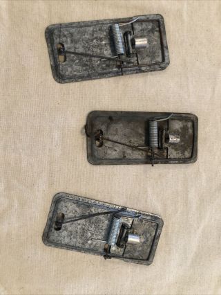 3 Vintage Metal Winona Mouse Traps