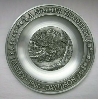 Harley Davidson Pewter Plate A Summer Tradition 1990 Ltd Ed 1292 Black Hills Box