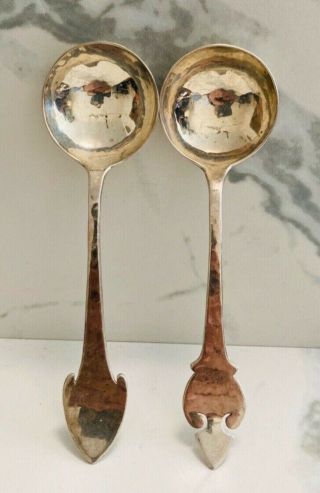 2 Vintage Shreve & Co.  Hand Hammered Sterling Silver Spoons.