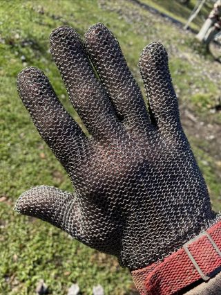 Vintage Chain Mail Safety Butchers Glove Mens Right Hand Crafted