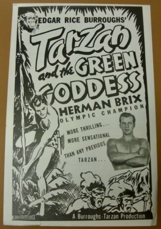 Vintage Tarzan And The Green Goddess (1938) 2 - Sided Press Sheet - Herman Brix