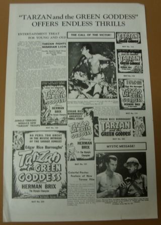 Vintage TARZAN and the GREEN GODDESS (1938) 2 - Sided PRESS SHEET - Herman Brix 2