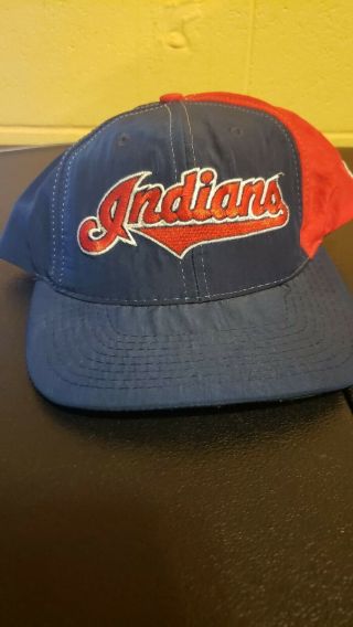 Vintage 90s Cleveland Indians Mlb Snapback Hat Cap Chief Wahoo