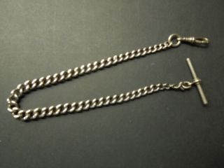 J389 Antique 925 Silver Fully Halmarked Pocket Wach Chain See Descrip