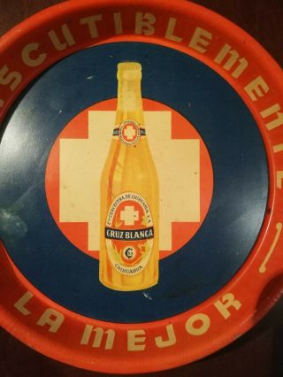 Antique Mexican CRUZ BLANCA Beer Chihuahua Brewery Tip Tray 6 