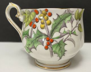Royal Albert Vintage Christmas Tea Cup Holly 12 Hand Painted Euc