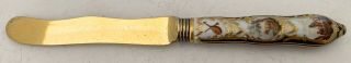 Gorgeous Tiffany Gilt Sterling Hand Painted French Porcelain Handled Knife 1895