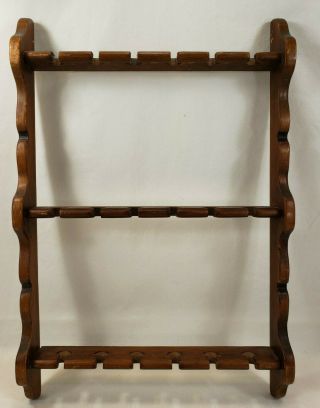 Vintage Wooden Wood Souvenir Spoon Collector Wall Rack Display Holds 18 Spoons