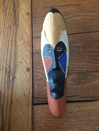 Vintage African Hand Made Carved Wood Wooden Jambo Mask 11 1/2 " X 3 1/2 "