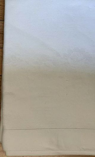 64”x134” Vtg Antique White Irish Linen Damask Tablecloth