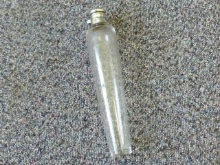 Antique James Dixon & Sons Glass Saddle Flask,  Silver Plated Top / Lid