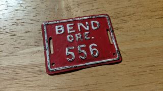 Vintage Bend Oregon Bicycle License Plate Tag 1940s 50s