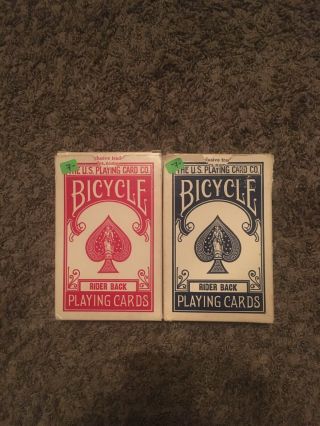Vintage Oversized Bicycle Rider Back Playing Cards - Red And Blue Set