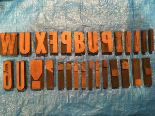 Large 5” Antique Wood Letterpress Printing Press Type Block Letters Typeset