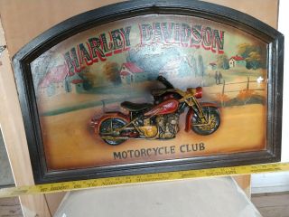 Harley Davidson Motorcycle Club 3d Man Cave Pub Bar Handcarved Painted Wood Sign