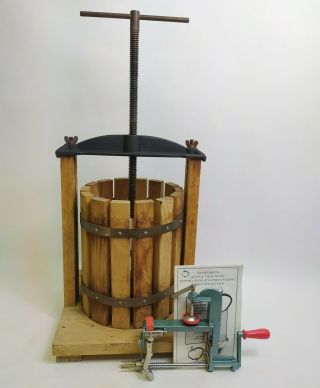 Vintage Wine Fruit Cider Press - Cast Iron/wood 6qt W/apple Peeling Machine