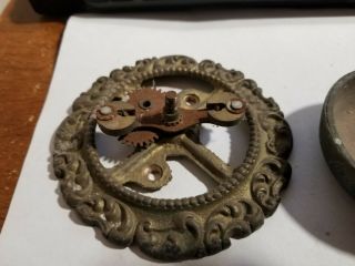 Vtg Antique Crank Door Bell Turn Key Brass Metal ART NOUVEAU Knob 3