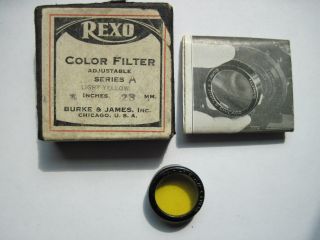 Vintage Burke & James 23mm Light Yellow Color Filter Lens By Rexo Series A