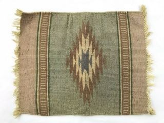 Vintage Hand Woven Small Wool Rug Door Mat Mexico 20 " X 15 "