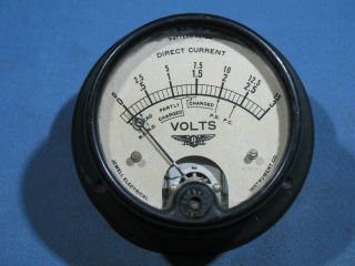 Vintage Jewell Electrical Instrument Co.  0 - 3 / 0 - 15 Dc Volts Panel Meter No.  154