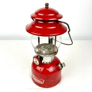 Vintage 1972 Red Coleman Lantern 200a 7/72 With Pyrex Globe