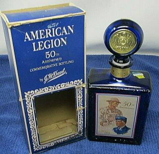 Vintage 1969 American Legion 50th Anniversary Commemorative Empty Blue Bottle