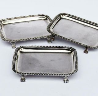 3 X Old Sheffield Plate Tray Dishes C1790 Paw Feet
