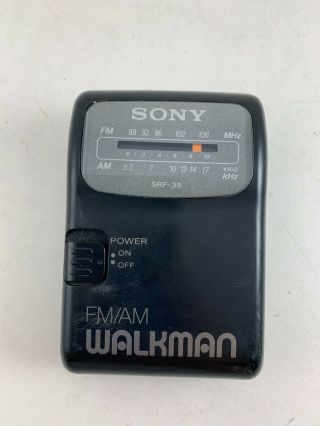 Vintage Sony Walkman Srf - 39 With Belt Clip Black No Cords 2 1/4 " X 3 1/2 "