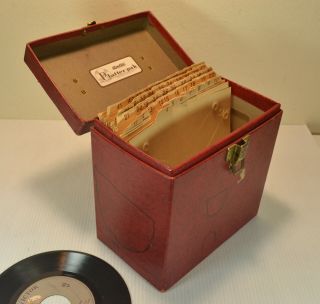 Vintage 1960s Amfile Platter - Pak Phonograph 45 Rpm Record Carrying Case Box Red