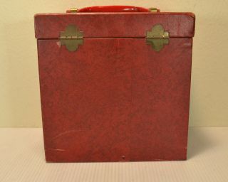 Vintage 1960s Amfile Platter - Pak Phonograph 45 RPM Record Carrying Case Box Red 3