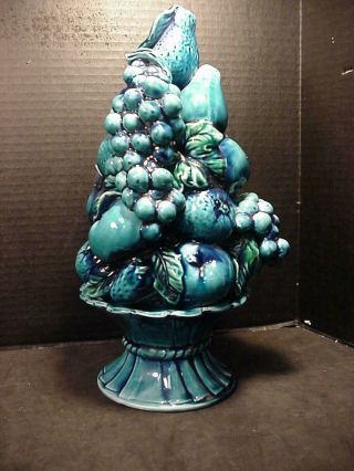 Inarco Mood Indigo Blue Centerpiece Fruit Tower Topiary Decor Vintage 1960 