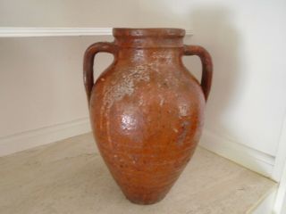 Antique 19th Century Terracotta French Confit Pot With Manganese Glaze